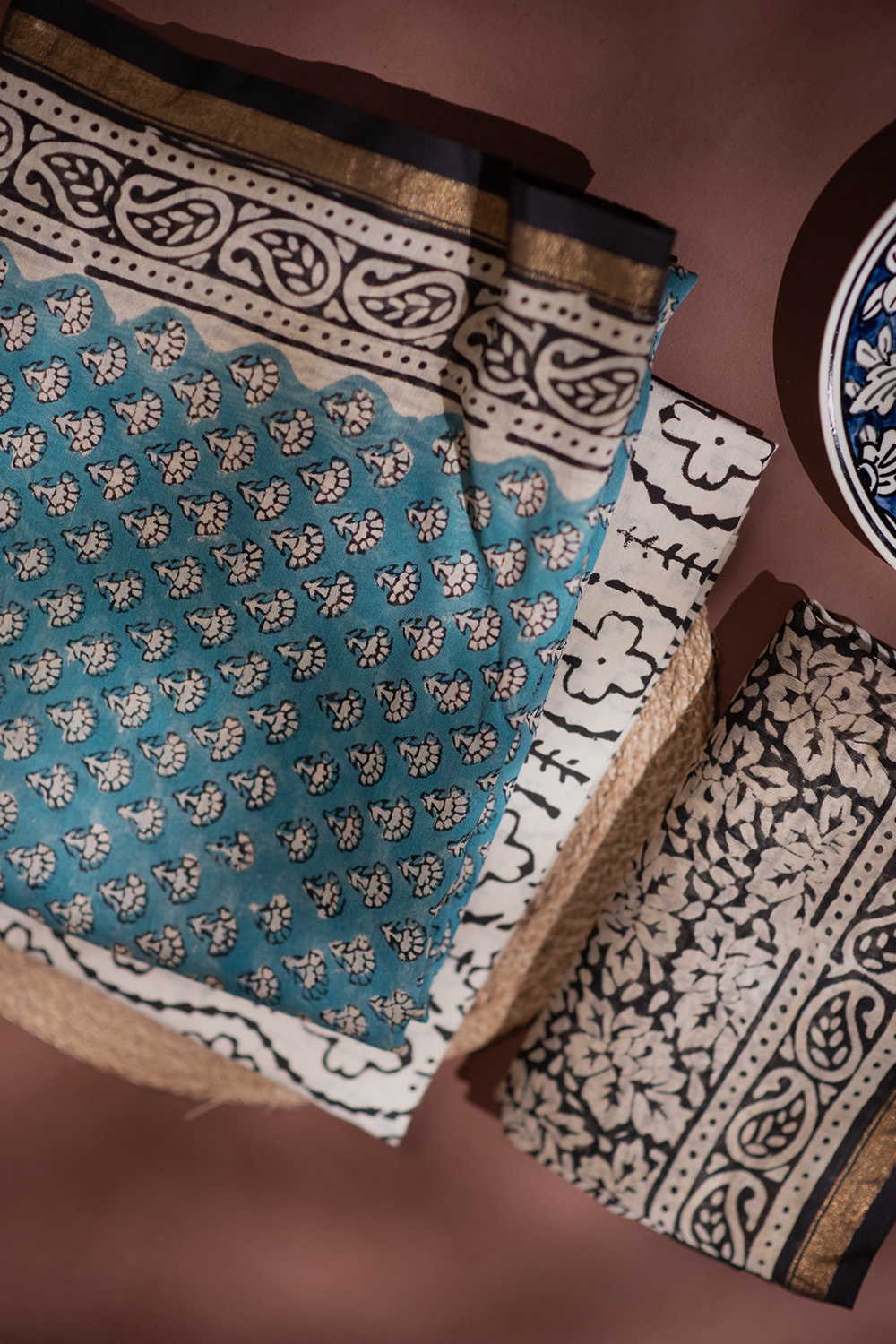 Tiny Motifs Green Chanderi Silk Cotton Suit - Image 2