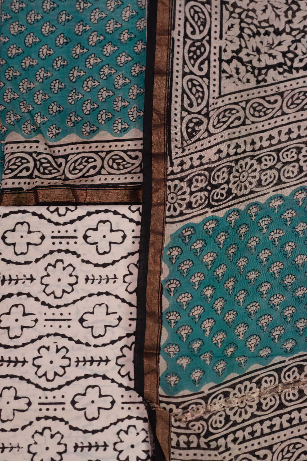 Tiny Motifs Green Chanderi Silk Cotton Suit - Image 3
