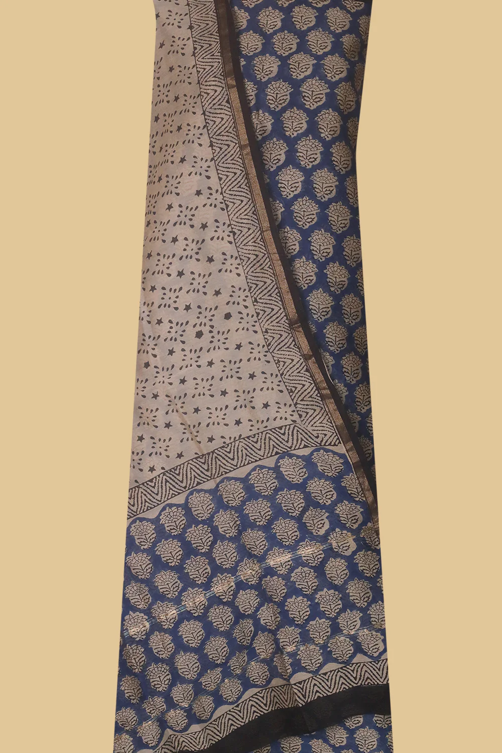 Butta on Blue Chanderi Silk Cotton Suit - Image 2