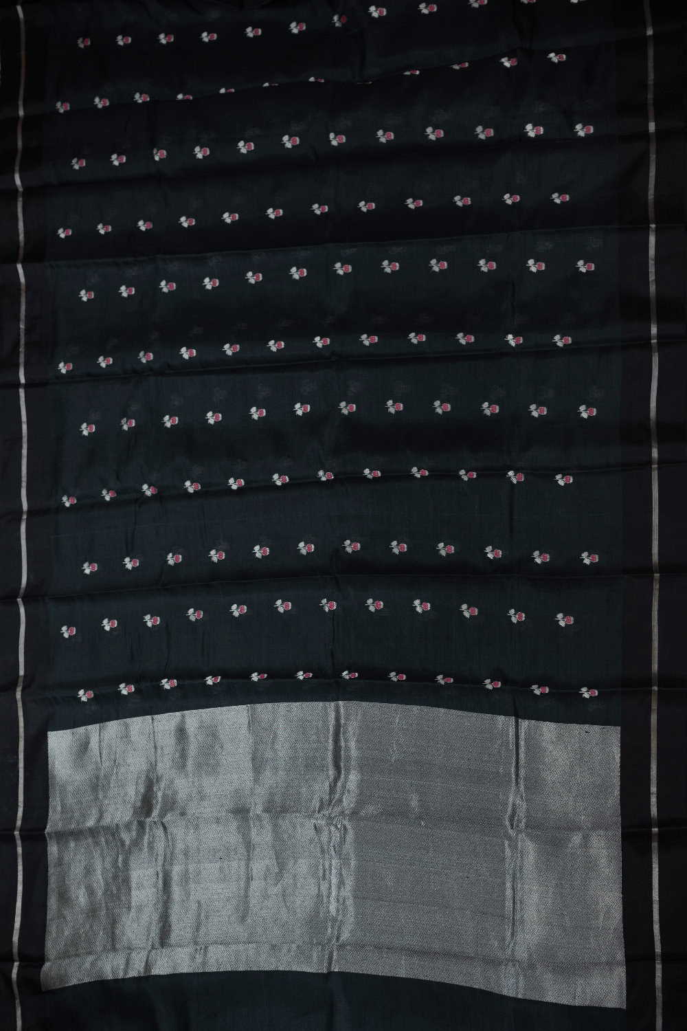 Pleasant Black with Floral Butta Chanderi Silk saree - Image 2
