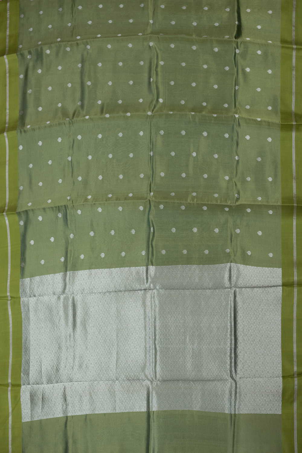 Little Zari Motifs on Green Chanderi Silk saree - Image 2