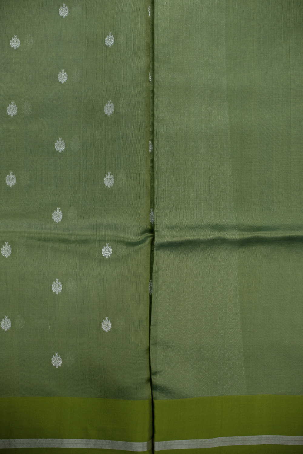 Little Zari Motifs on Green Chanderi Silk saree - Image 4