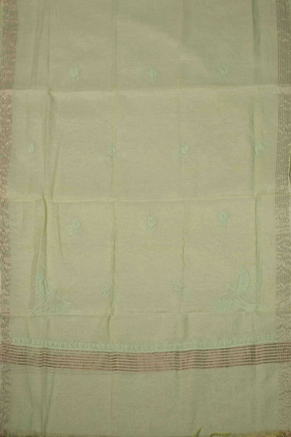 Soft Baby Green Mul Chanderi Top & Dupatta - Image 5