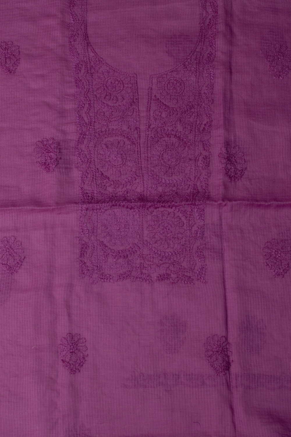 Magenta Pink Chikankari Kota Cotton Top and Dupatta - Image 3
