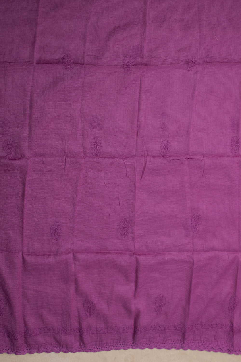 Magenta Pink Chikankari Kota Cotton Top and Dupatta - Image 5