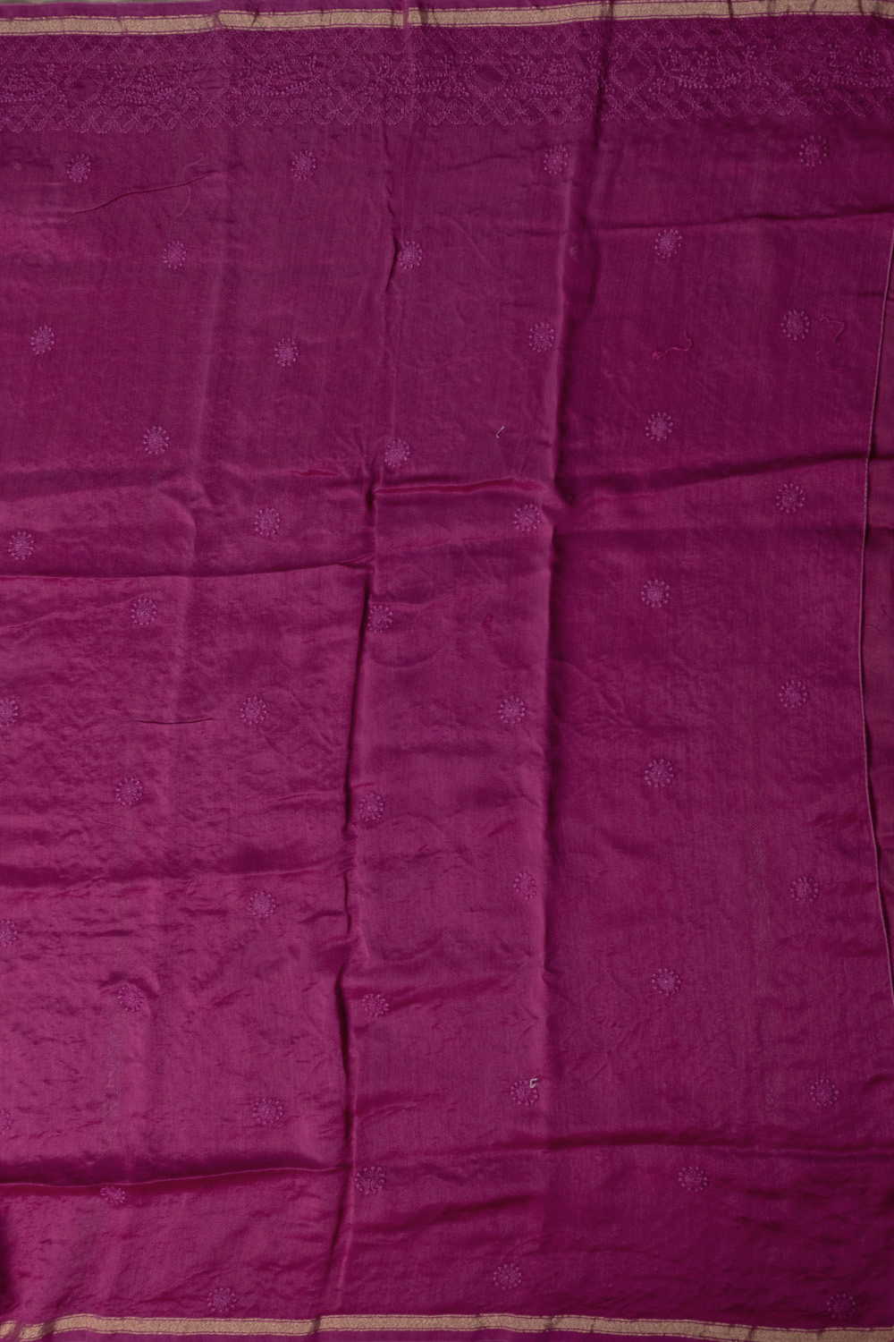 Magenta Pink Chikankari Silk Cotton saree - Image 4