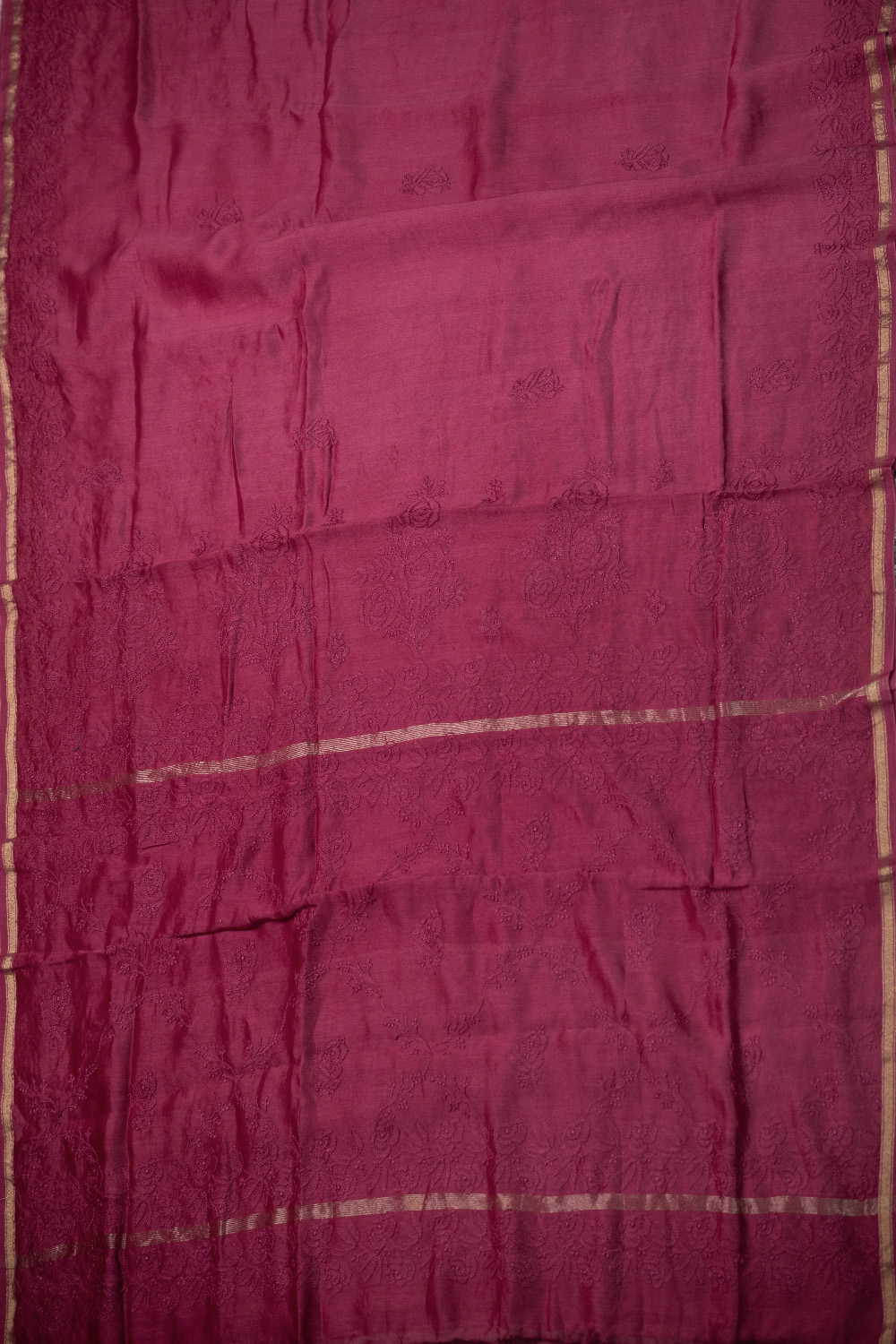 Shde of Pink Chikankari Chanderi Silk Cotton saree - Image 2