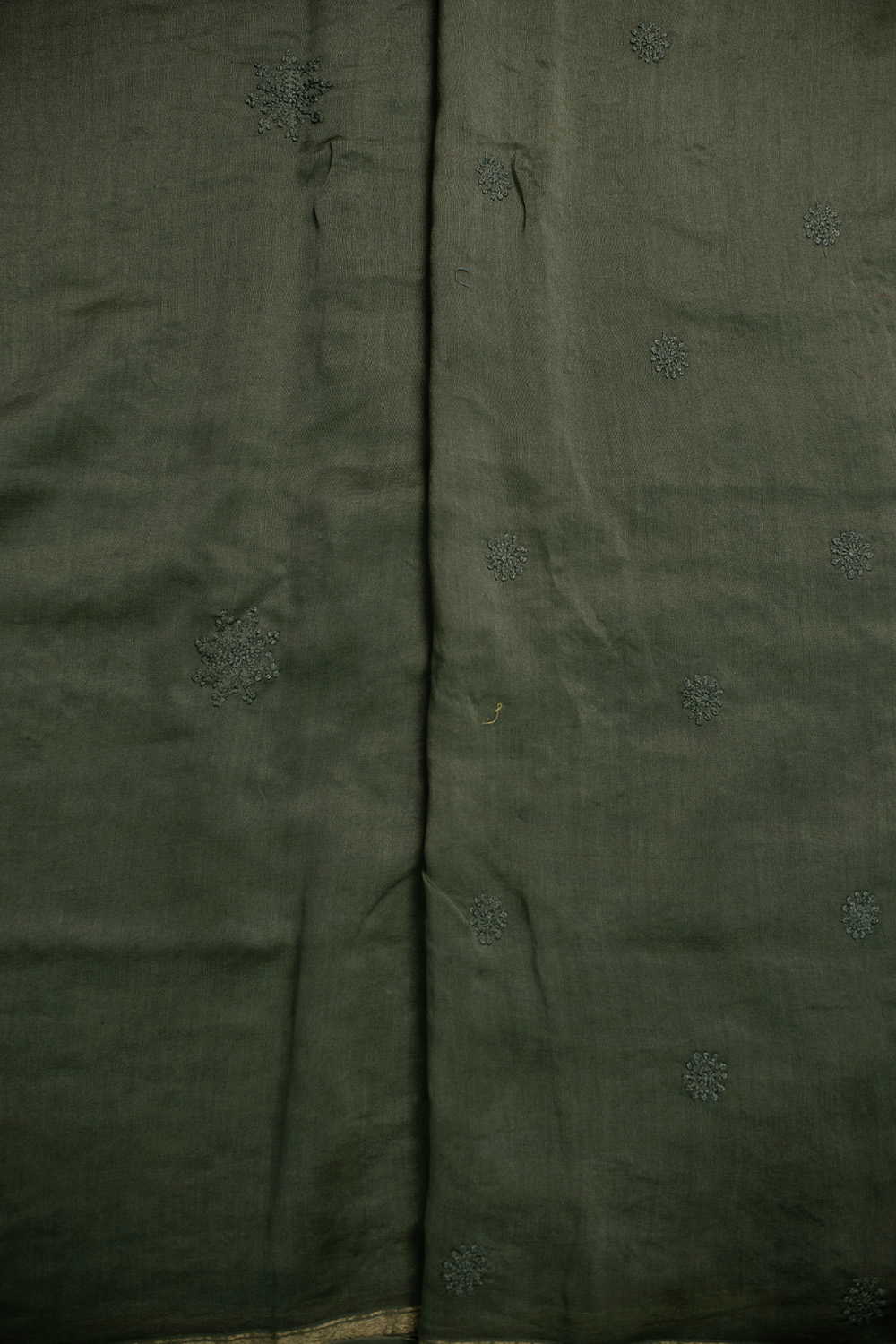 Moss Green Chikankari Chanderi Silk Cotton saree - Image 4