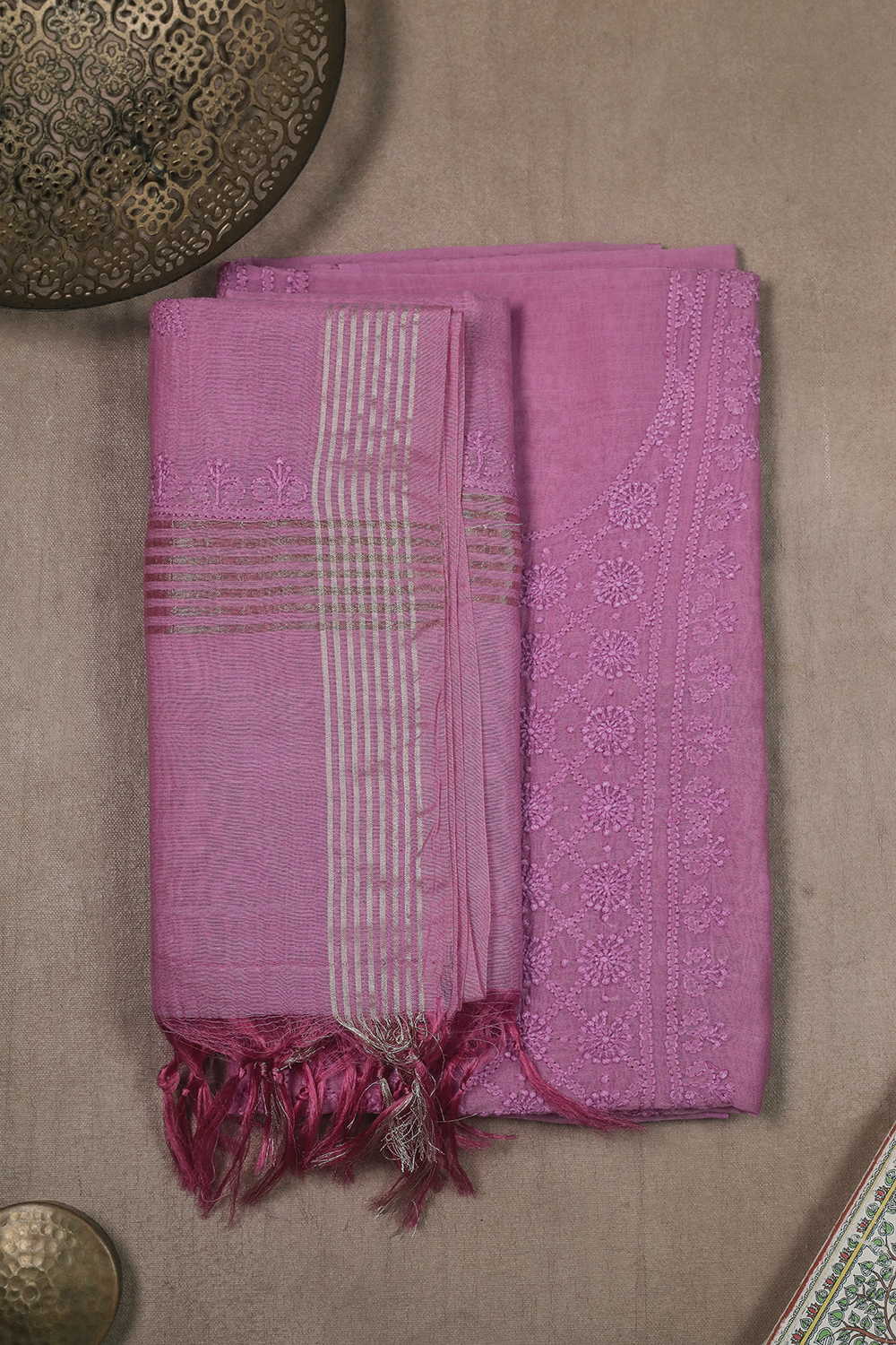 Barbie Pink Chanderi Silk Cotton Top and Dupatta