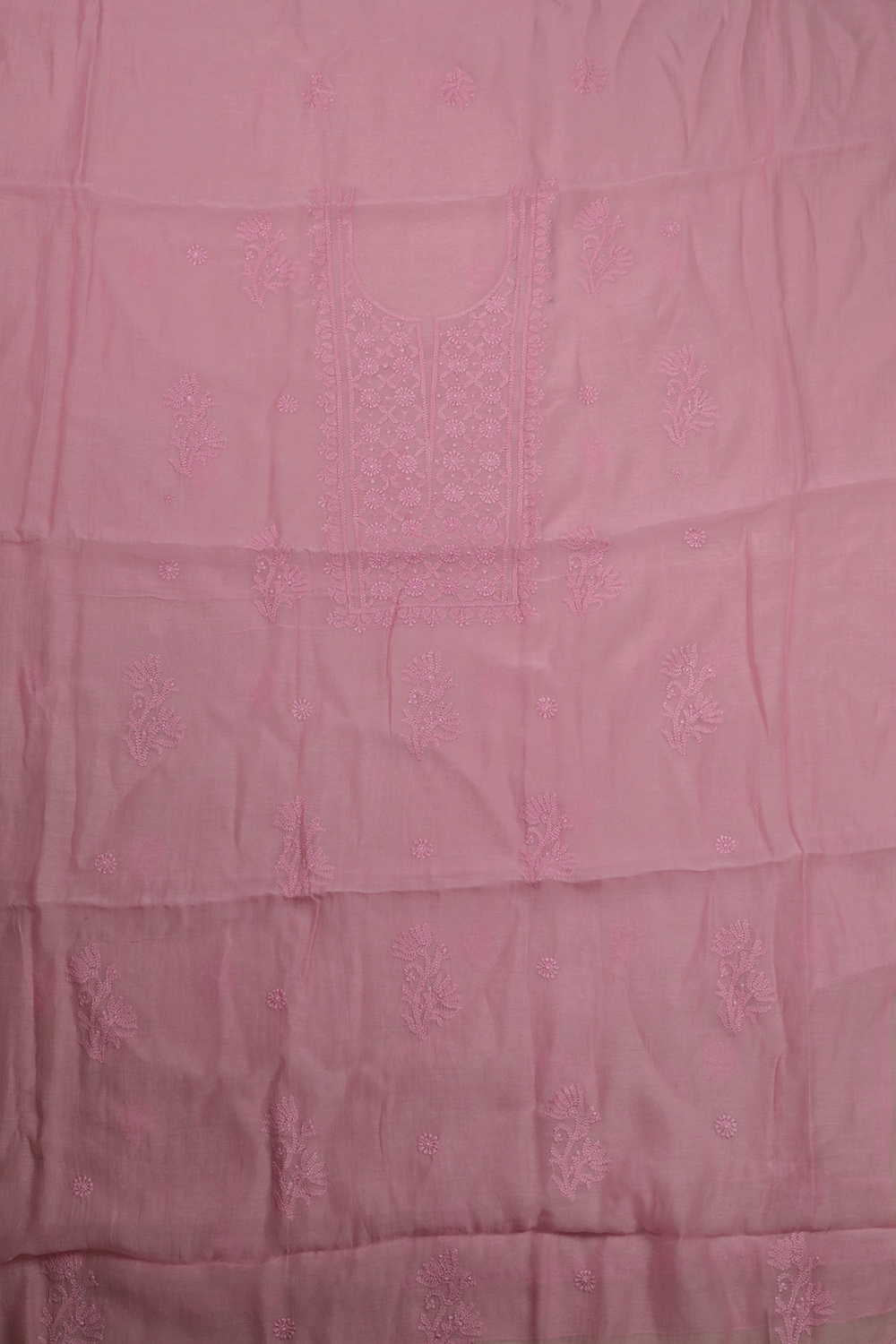 Flamingo Pink Chanderi Silk Cotton Top and Dupatta - Image 3