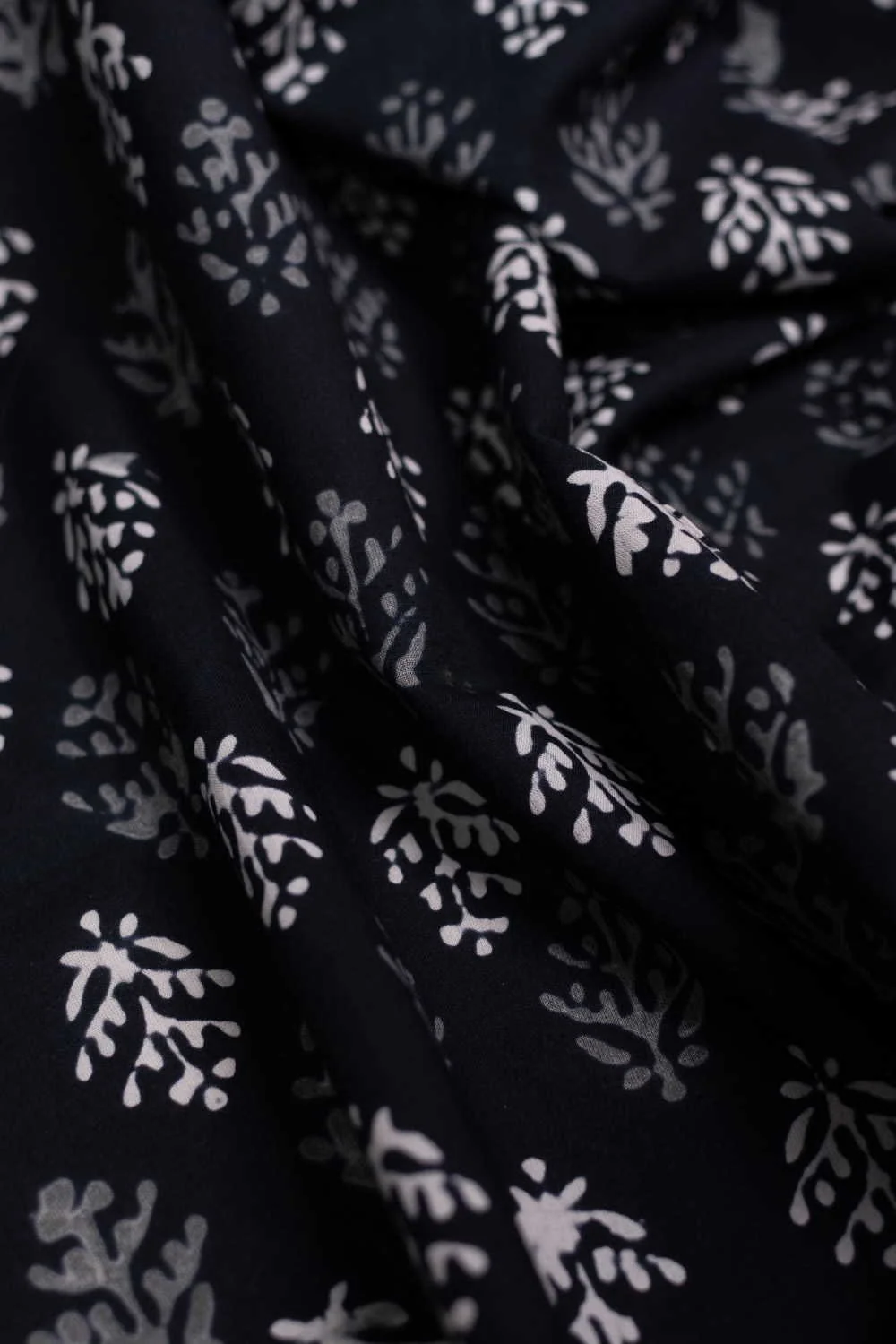 Cream & Grey Motifs Dabu Cotton Fabric-0.5 m - Image 2