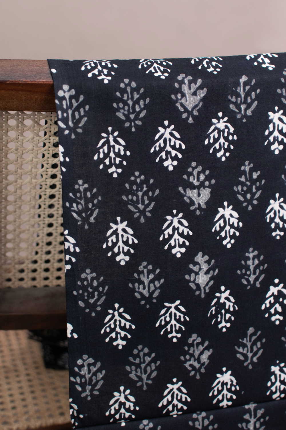 Cream & Grey Motifs Dabu Cotton Fabric-0.5 m - Image 3