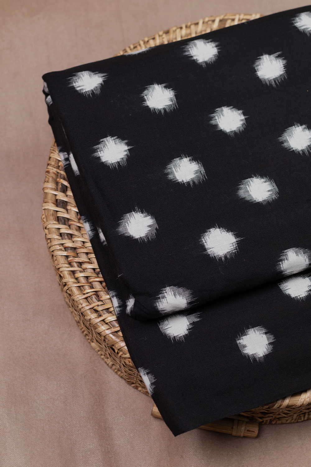 Cream Polka - Cream Ikat Cotton Fabric - 0.85m - Image 2
