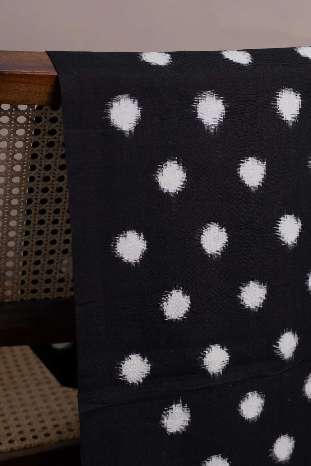 Cream Polka - Cream Ikat Cotton Fabric - 0.85m - Image 3