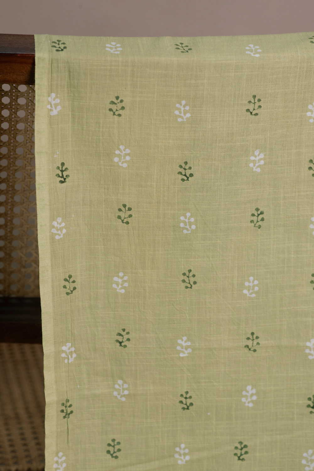 Lemon Green Dabu Cotton Fabric