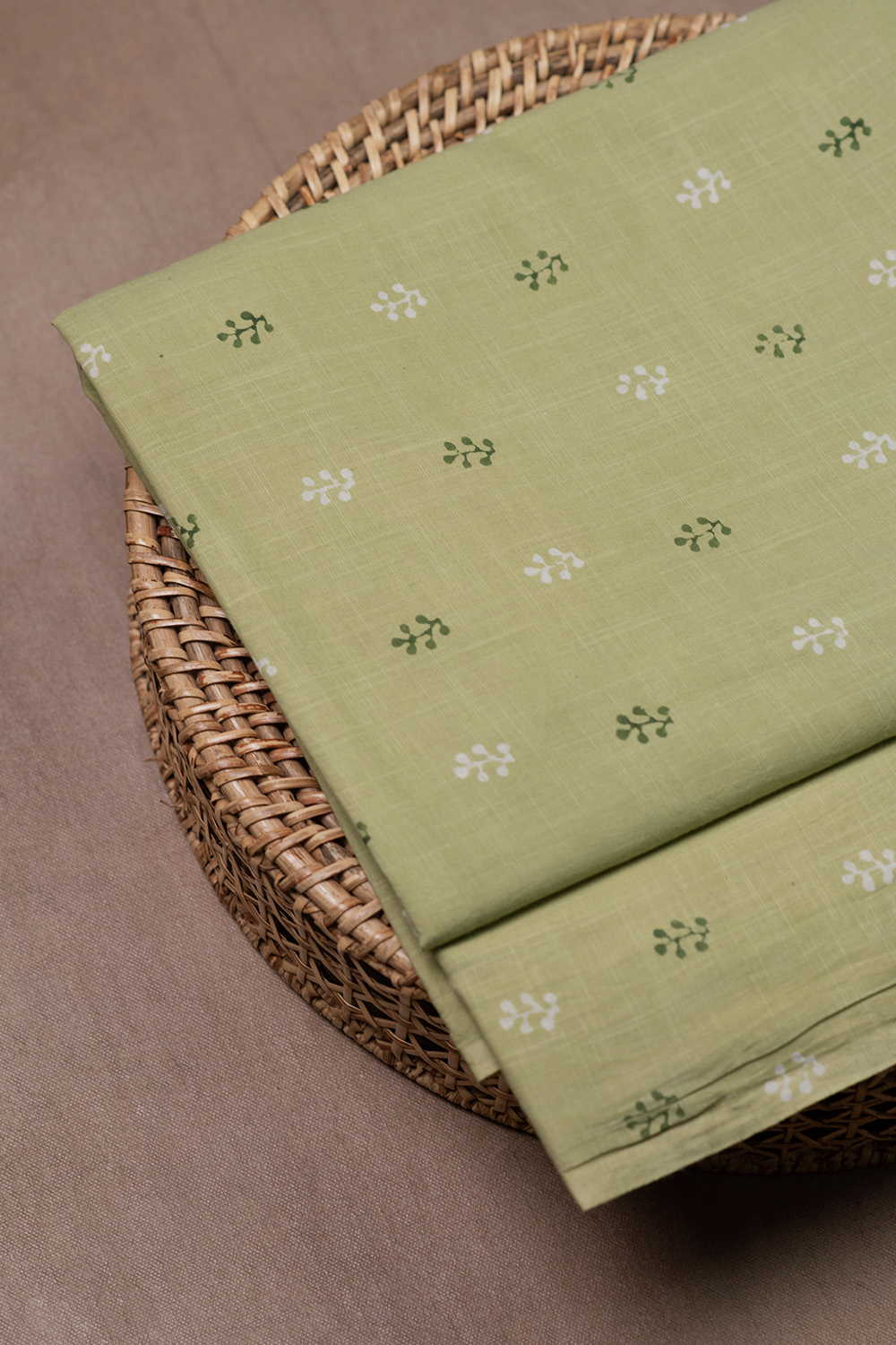Lemon Green Dabu Cotton Fabric - Image 2