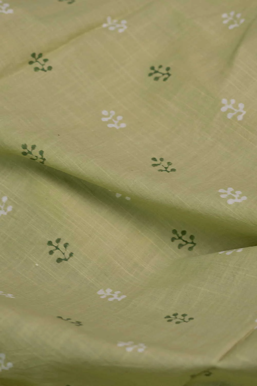 Lemon Green Dabu Cotton Fabric - Image 3