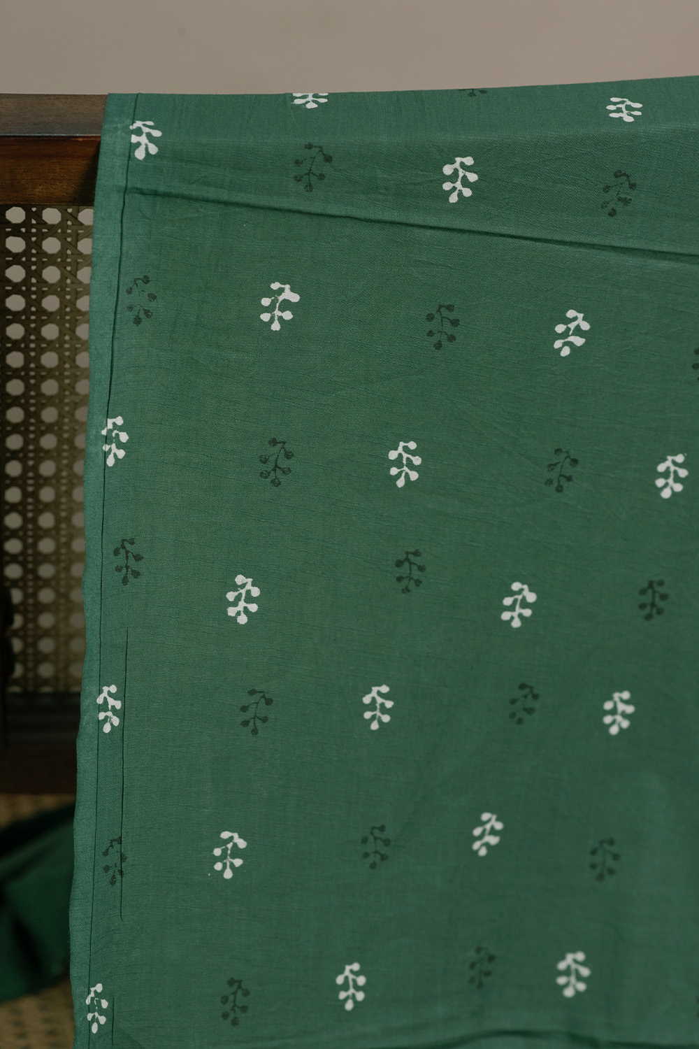 Leaf Green Dabu Cotton Fabric - Image 3