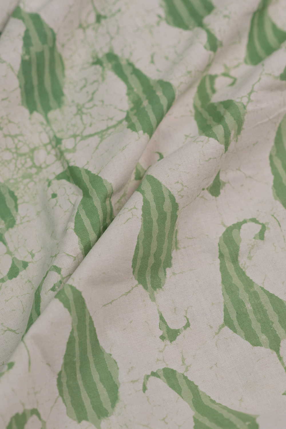 Green Paisley Dabu Cotton Fabric - Image 2