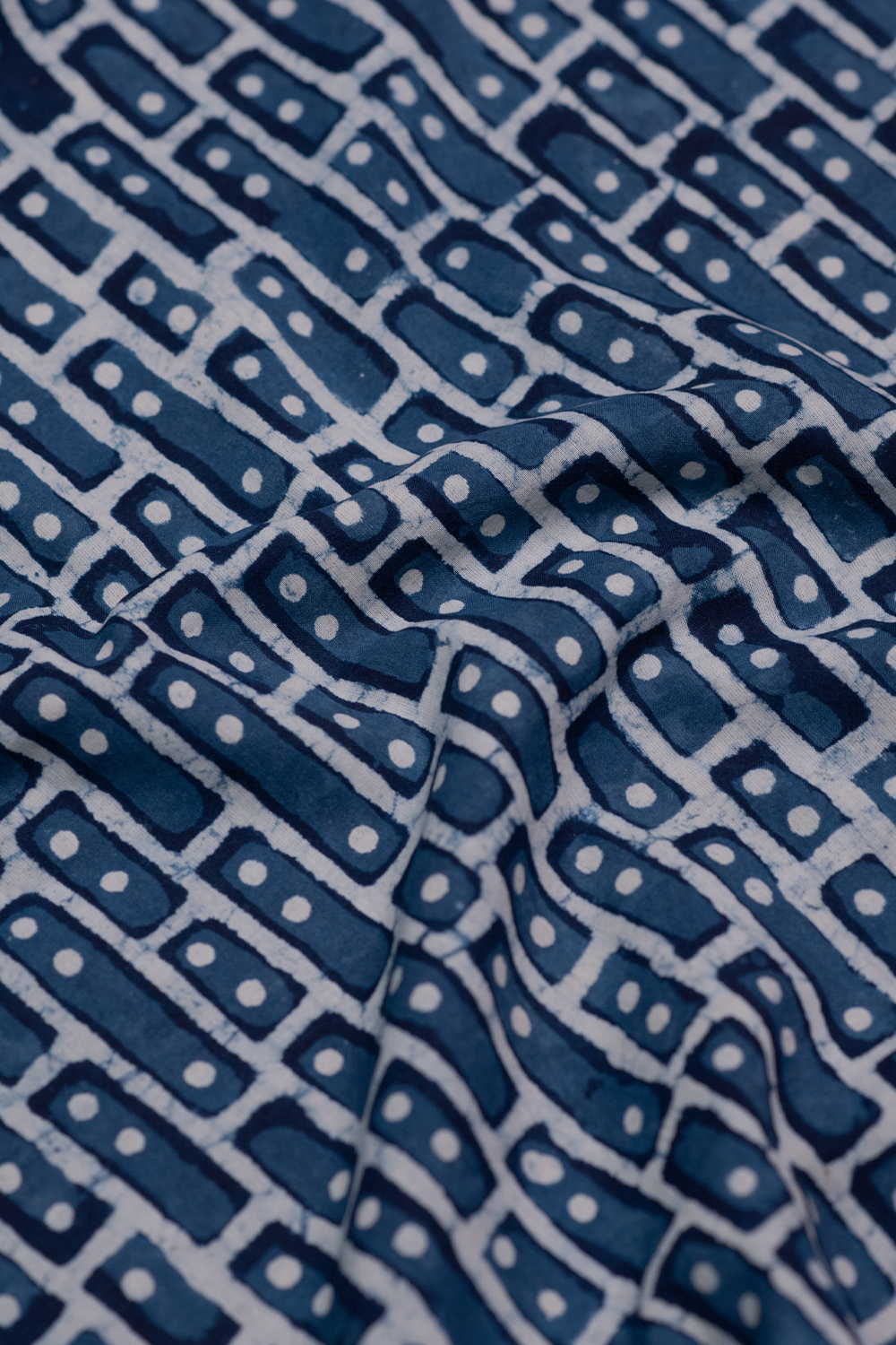 Indigo Pattern Dabu Cotton Fabric - Image 3
