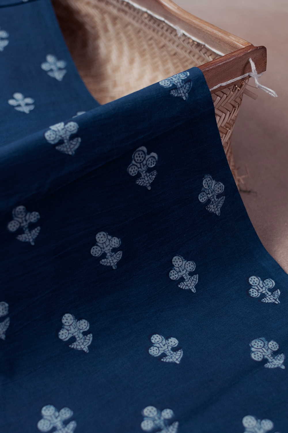 Butta - Indigo Dabu Cotton Fabric - Image 3
