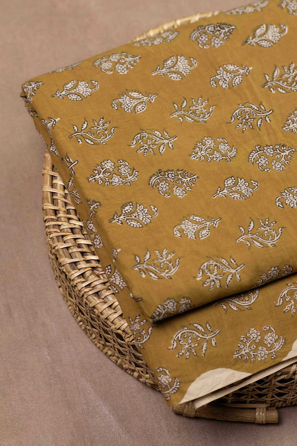 Deep Yellow Dabu Cotton Fabric