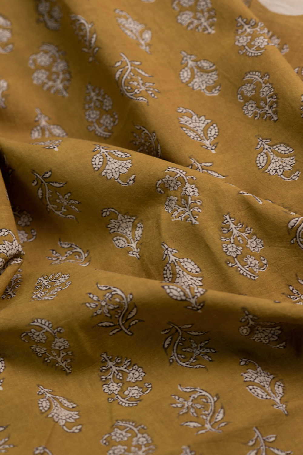 Deep Yellow Dabu Cotton Fabric - Image 2