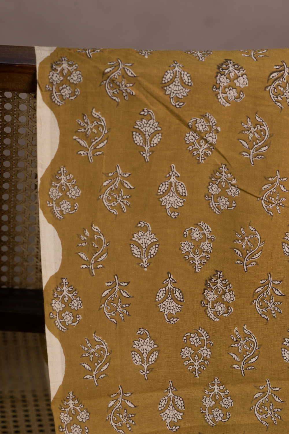 Deep Yellow Dabu Cotton Fabric - Image 3