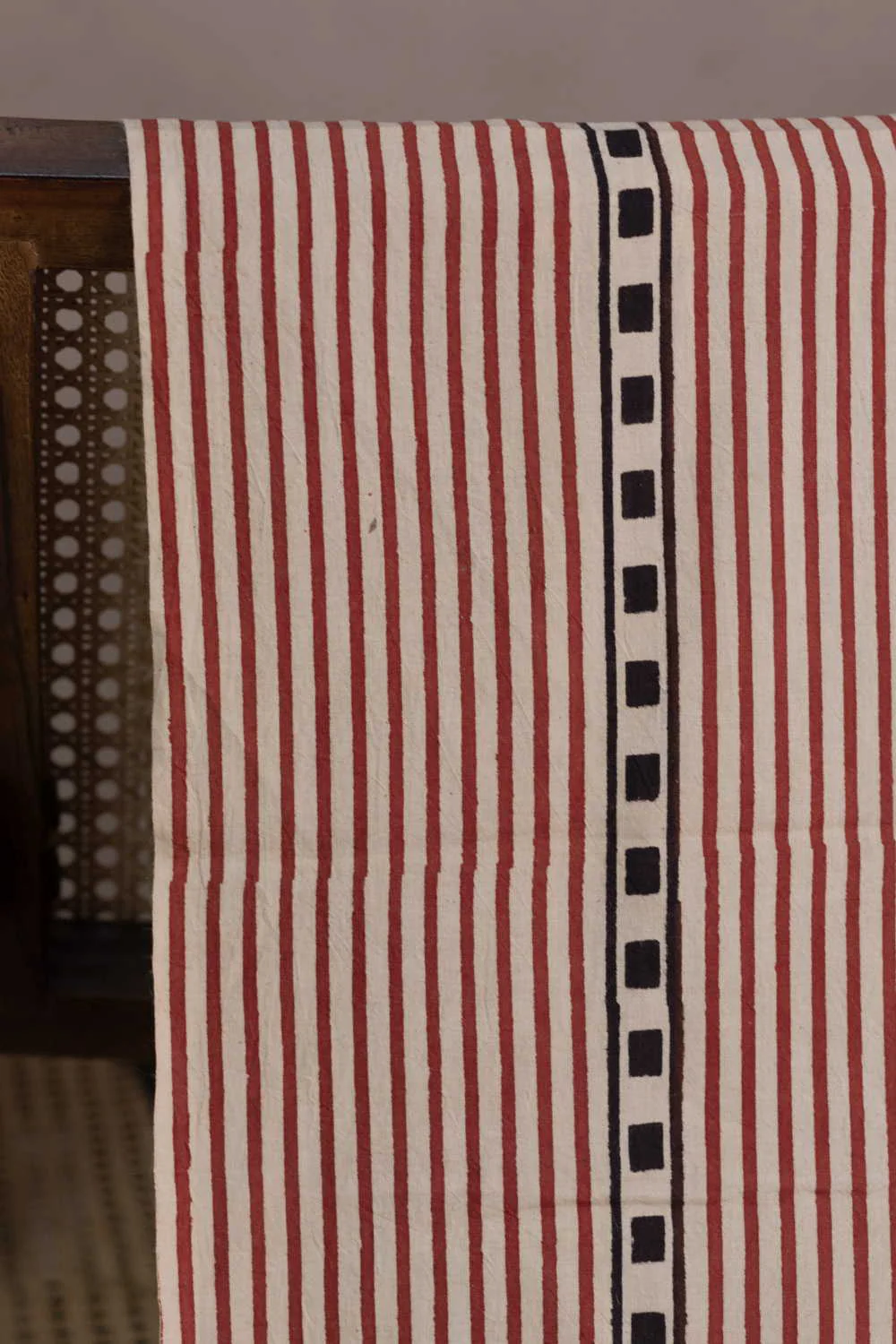 Maroon Lines Dabu Cotton Fabric - Image 2