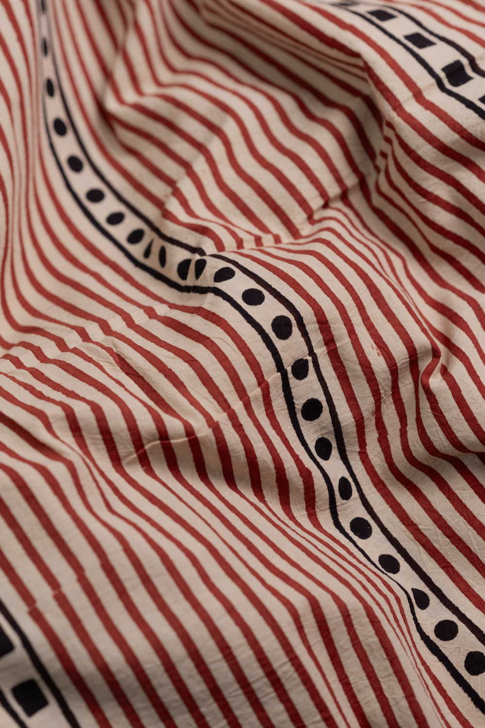 Maroon Lines Dabu Cotton Fabric - Image 3