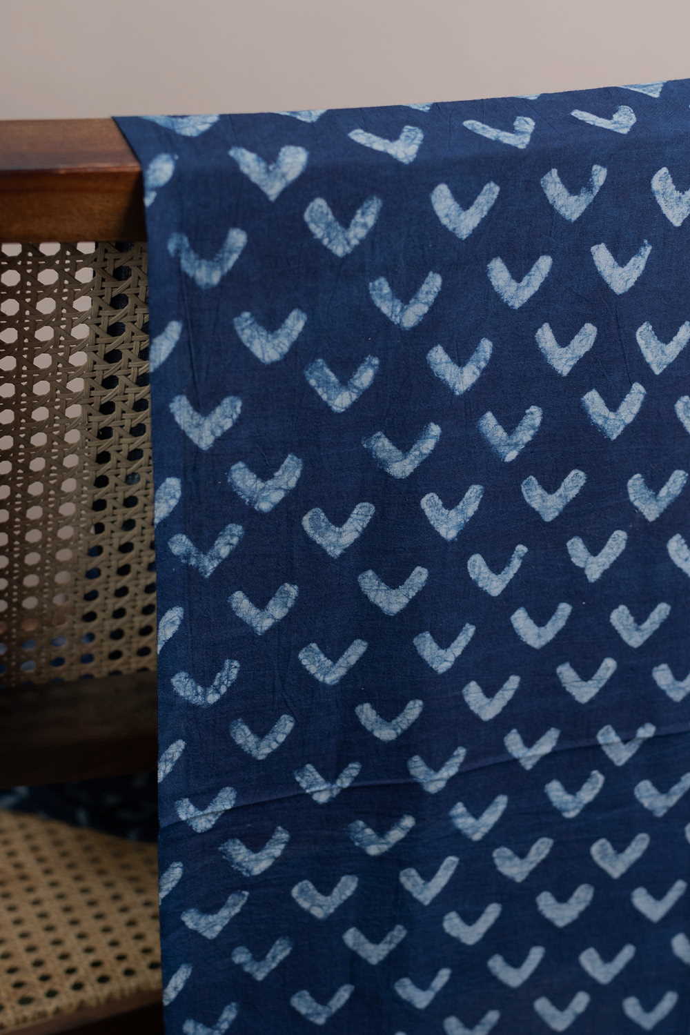 Heartbeats in Indigo Dabu Cotton Fabric