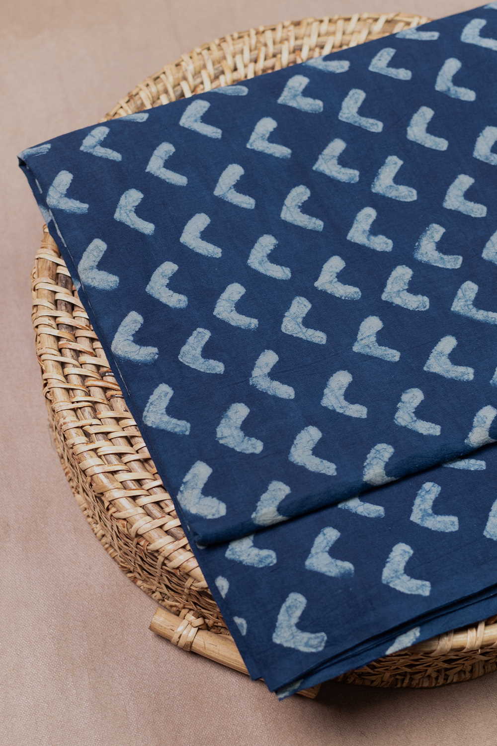 Heartbeats in Indigo Dabu Cotton Fabric - Image 3