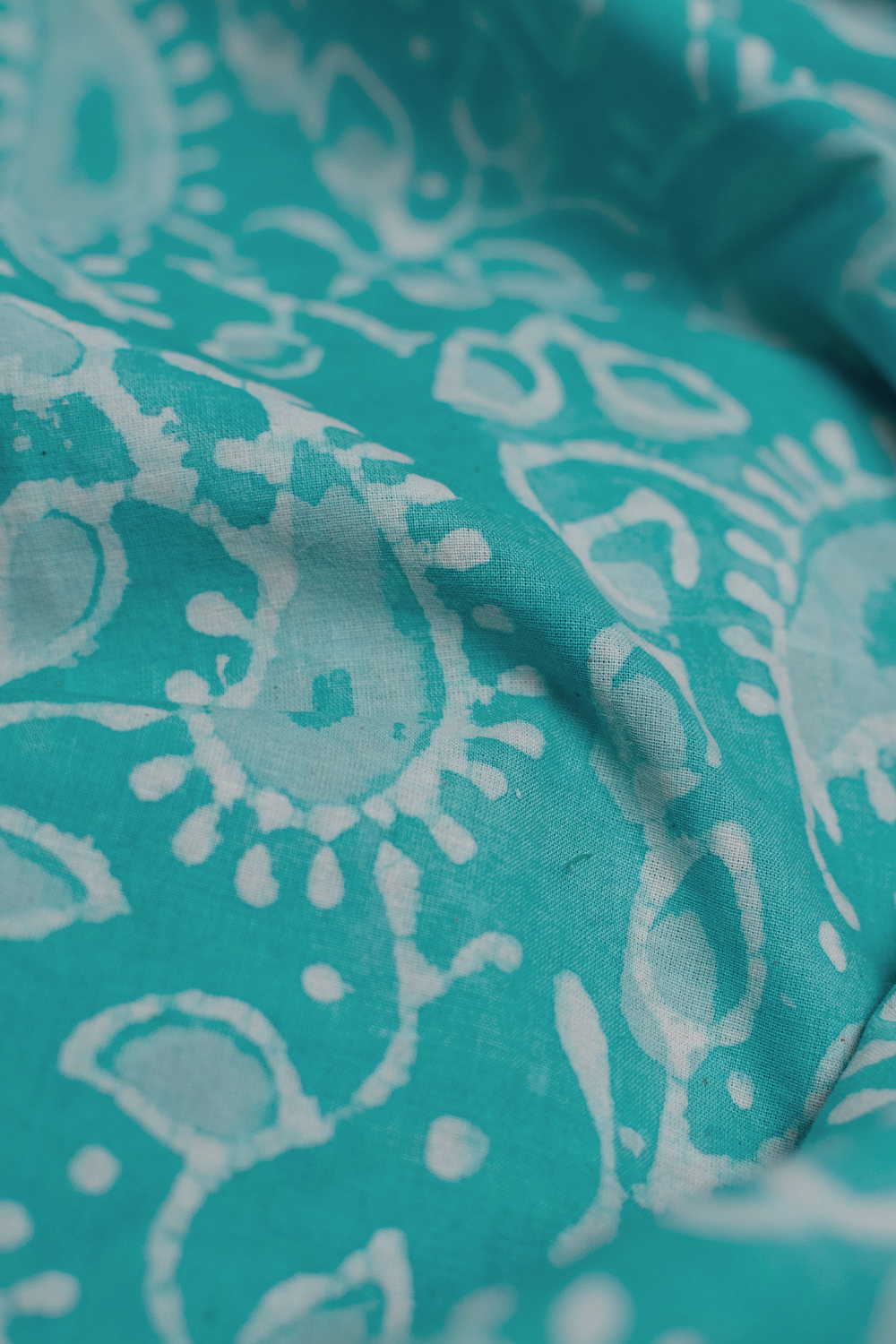 Paisley Floral on Green Dabu Cotton Fabric - Image 2
