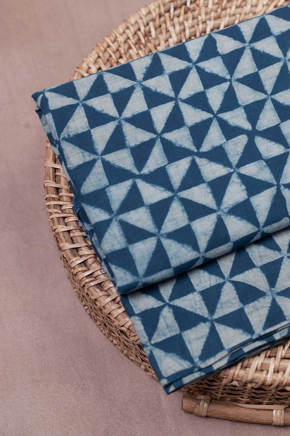Geometric Triangle Pattern Dabu Cotton Fabric