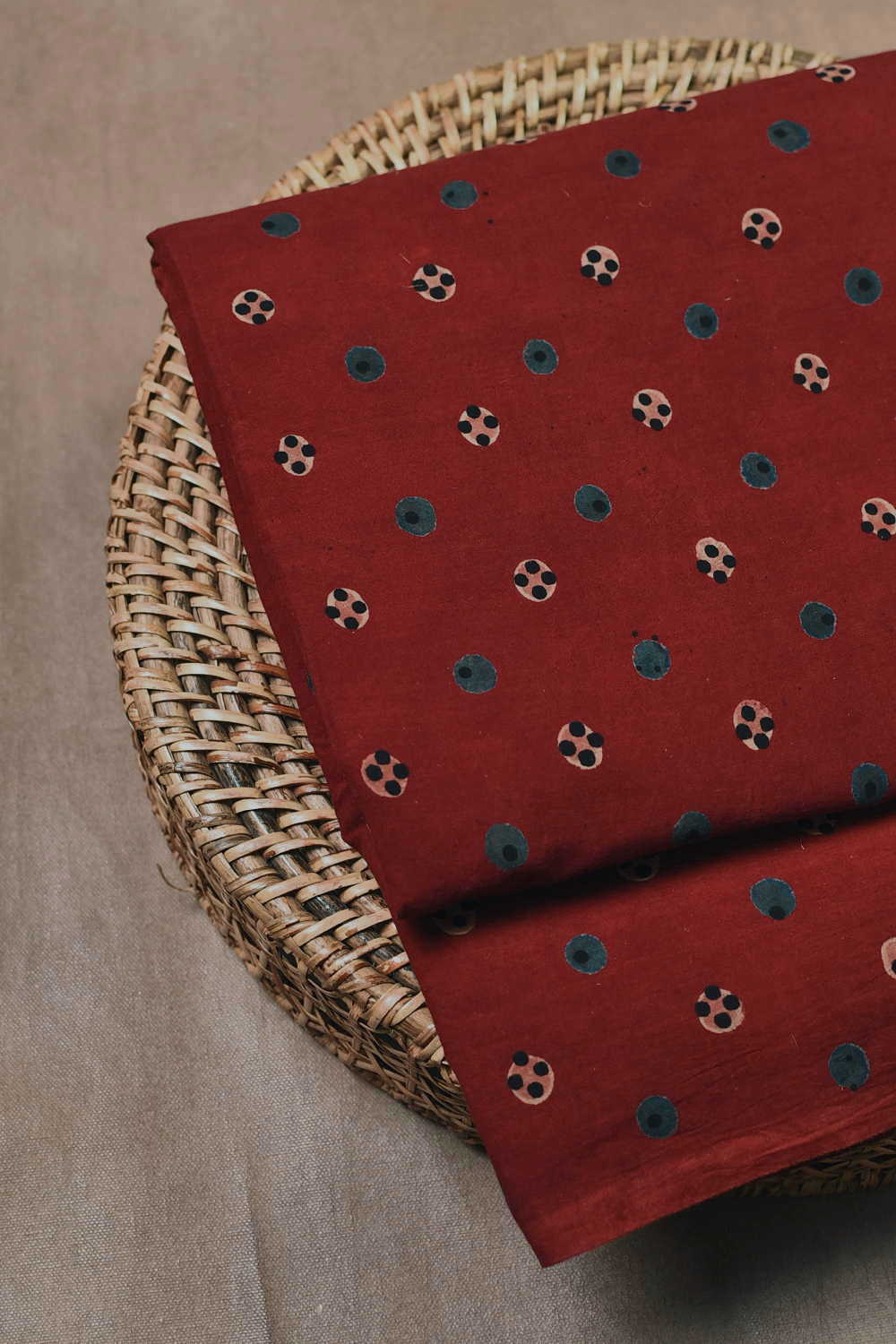Faded Rust Maroon Ajrak Cotton Fabric - 0.6m