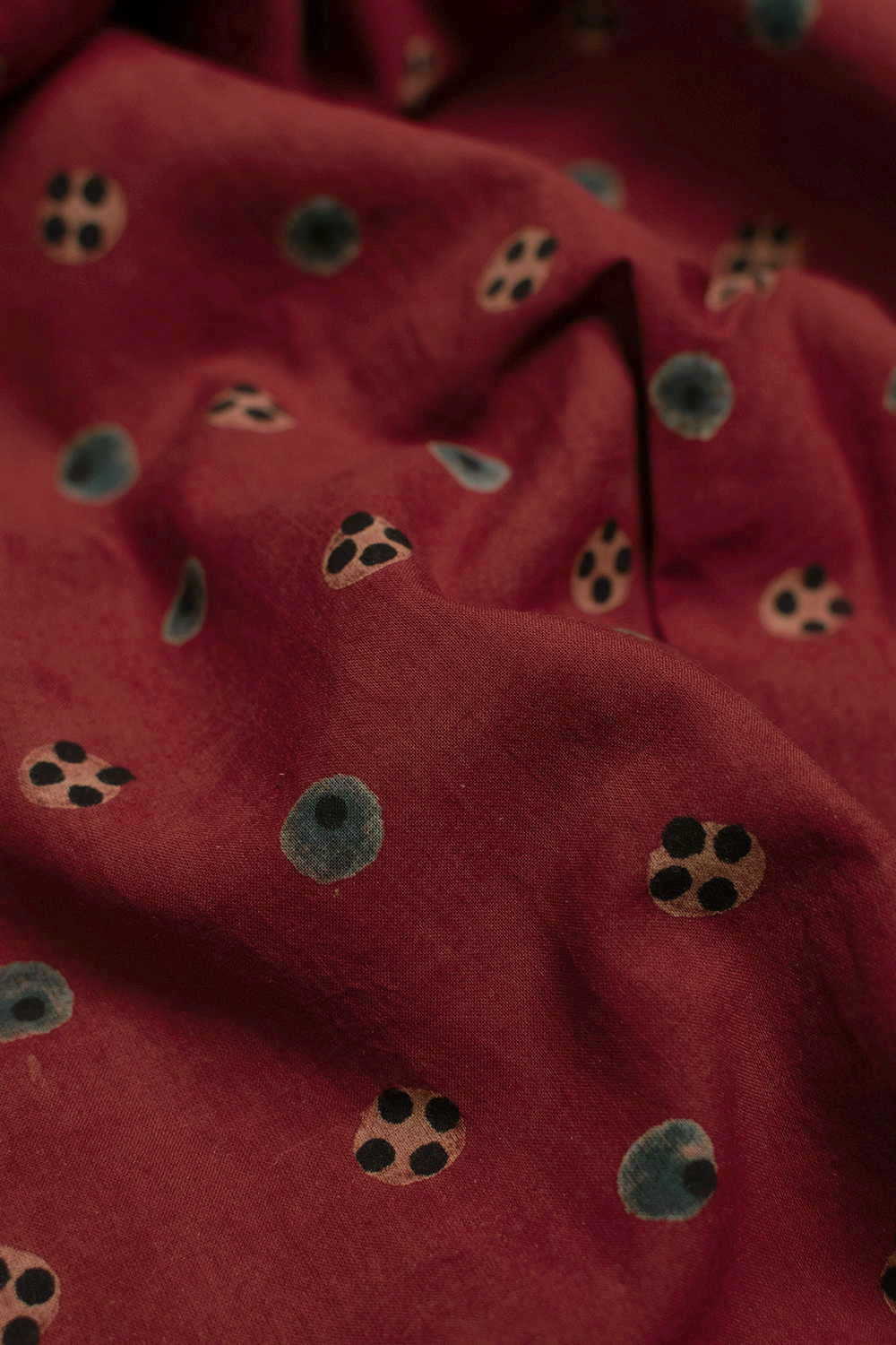 Faded Rust Maroon Ajrak Cotton Fabric - 0.6m - Image 3