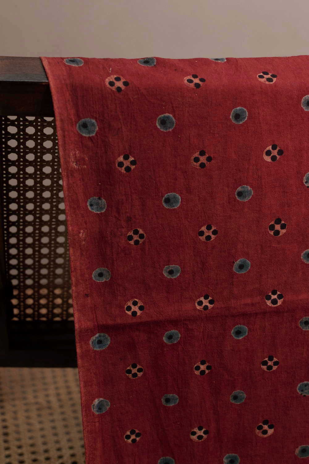 Faded Rust Maroon Ajrak Cotton Fabric - 1m - Image 2