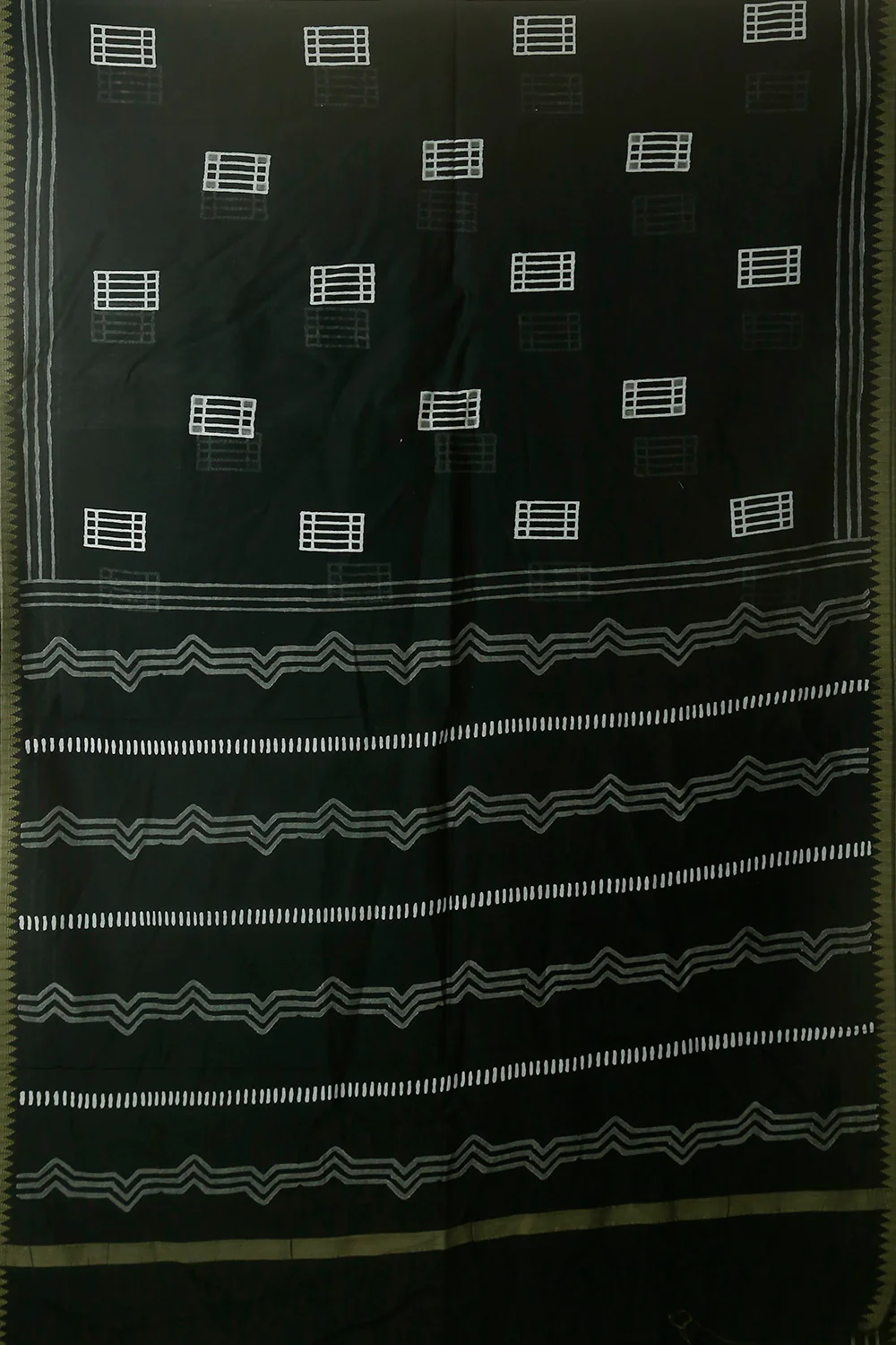 Black with Butta Ghicha Border Chanderi Saree - Image 2