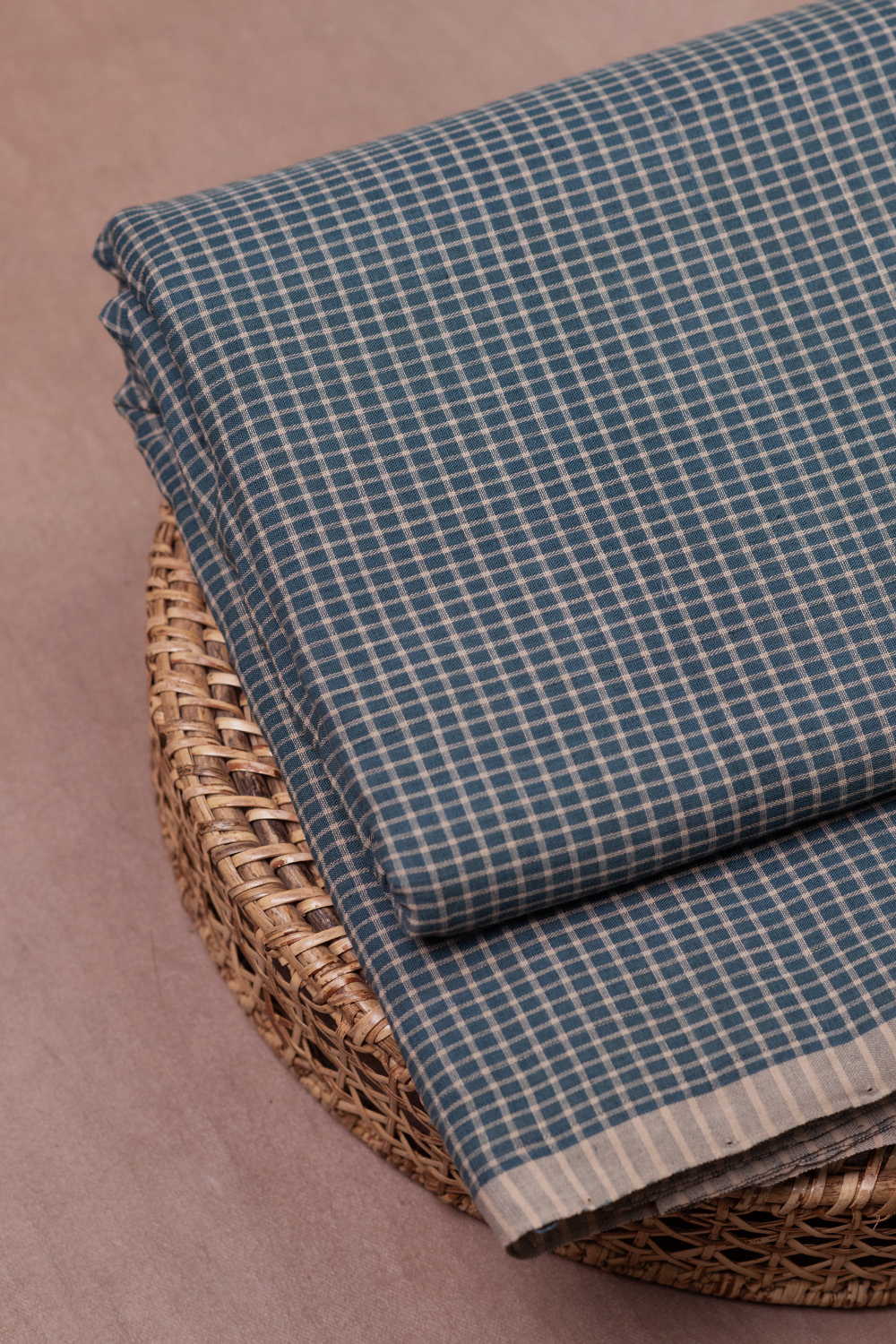 Green - Grid Pattern Handspun Cotton Fabric