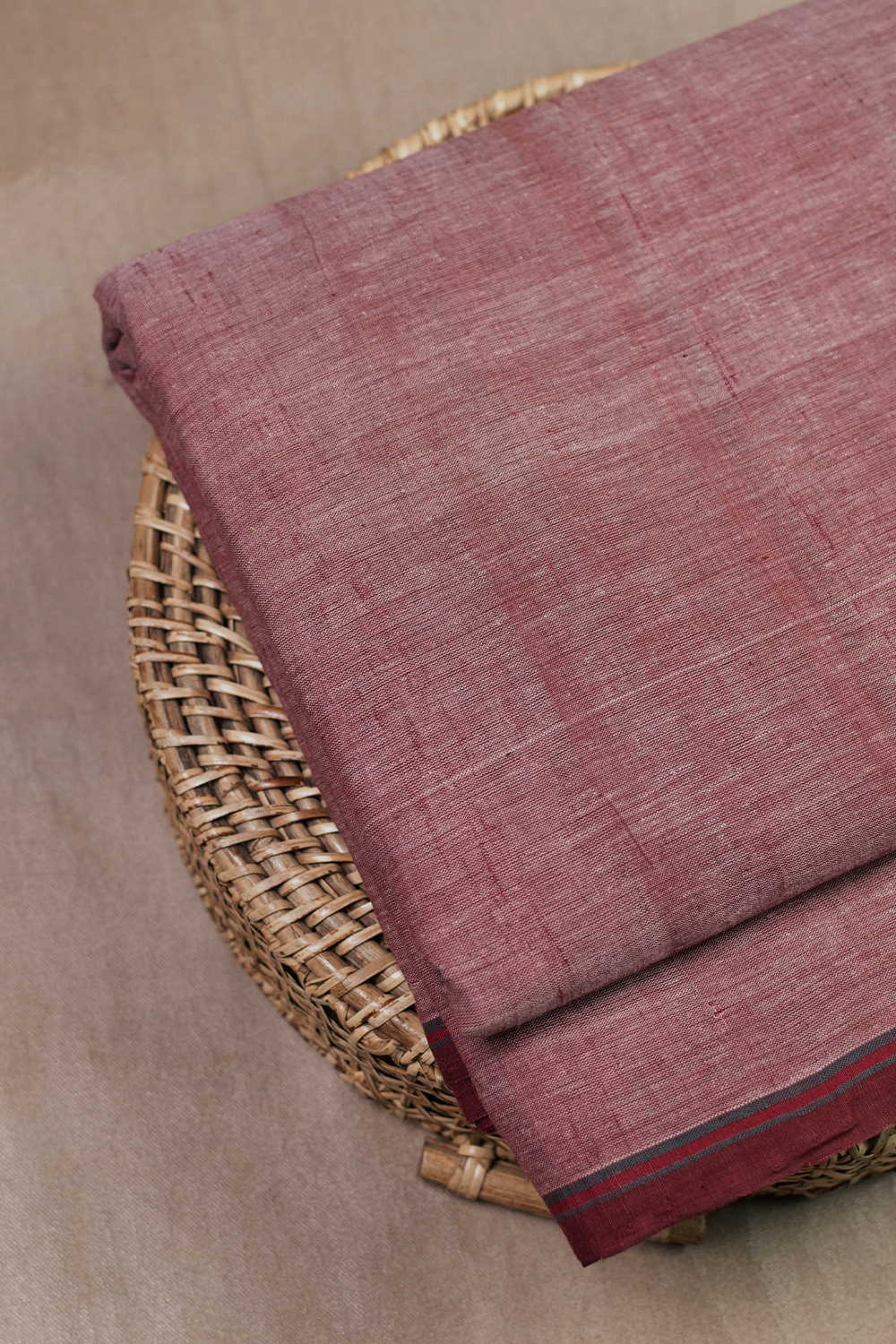 Creamy Maroon Handspun Cotton Fabric