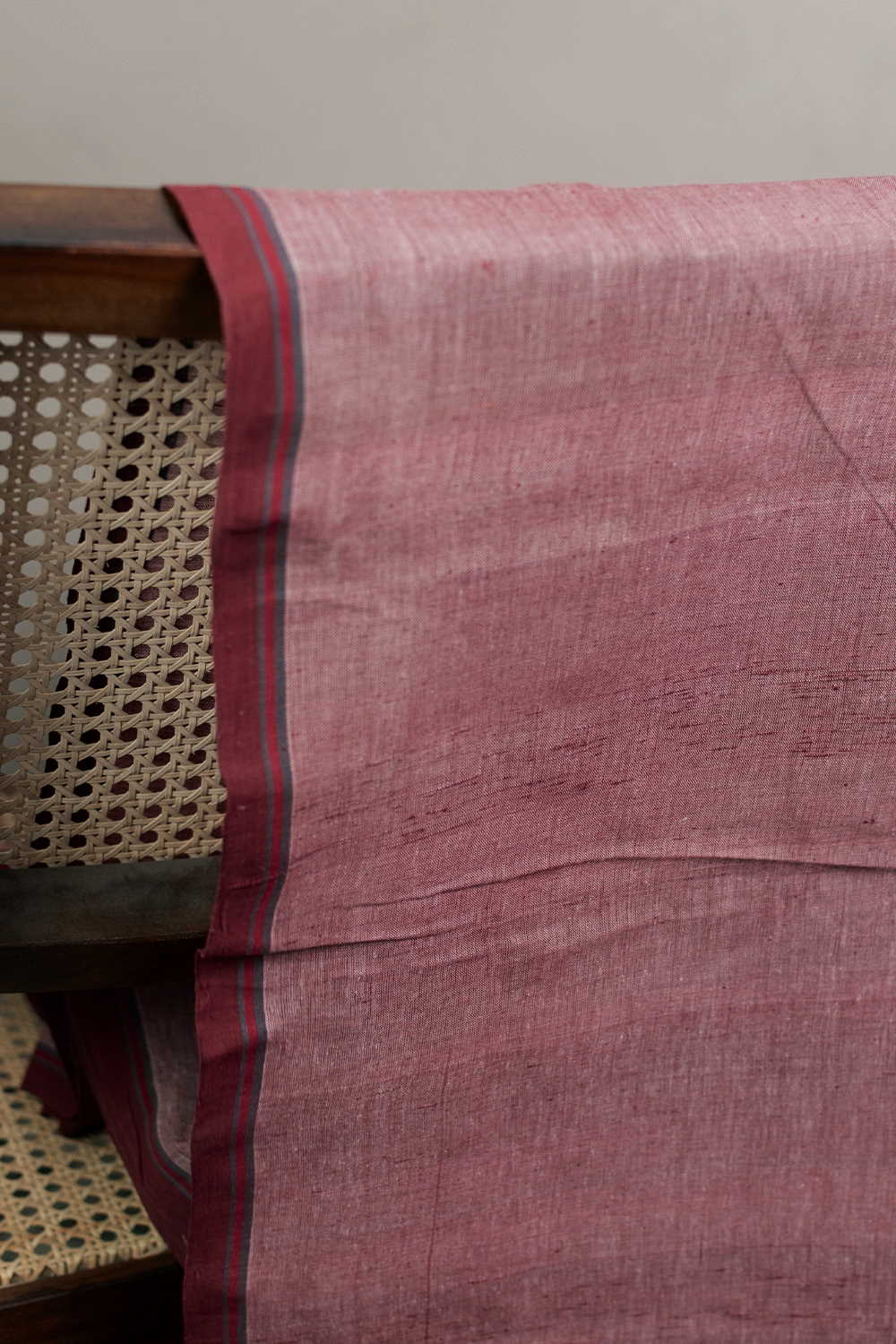 Creamy Maroon Handspun Cotton Fabric - Image 3