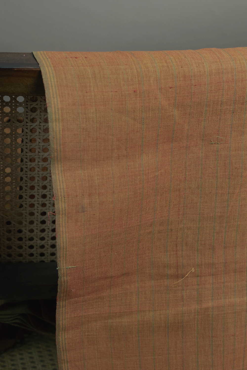 Warm Rust Orange with Stripe Handspun Cotton Fabric