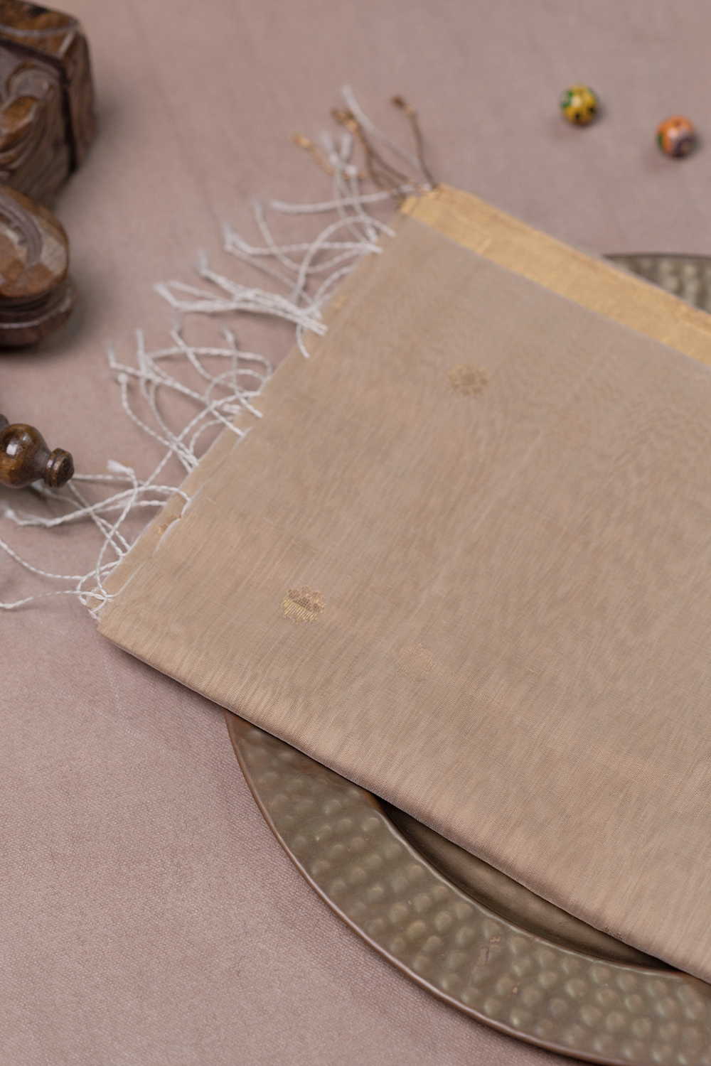 Light Beige Chanderi Silk Cotton Dupatta