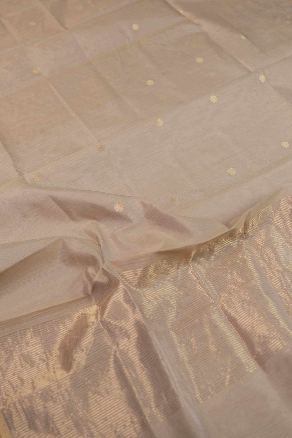 Light Beige Chanderi Silk Cotton Dupatta - Image 4