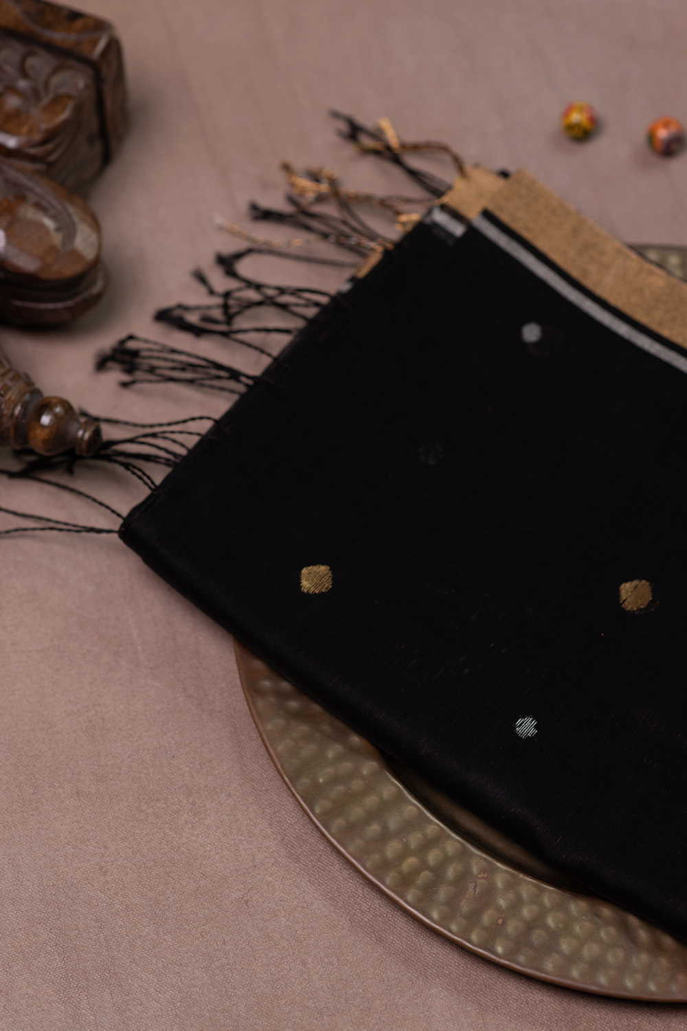 Pitch Black Chanderi Silk Cotton Dupatta