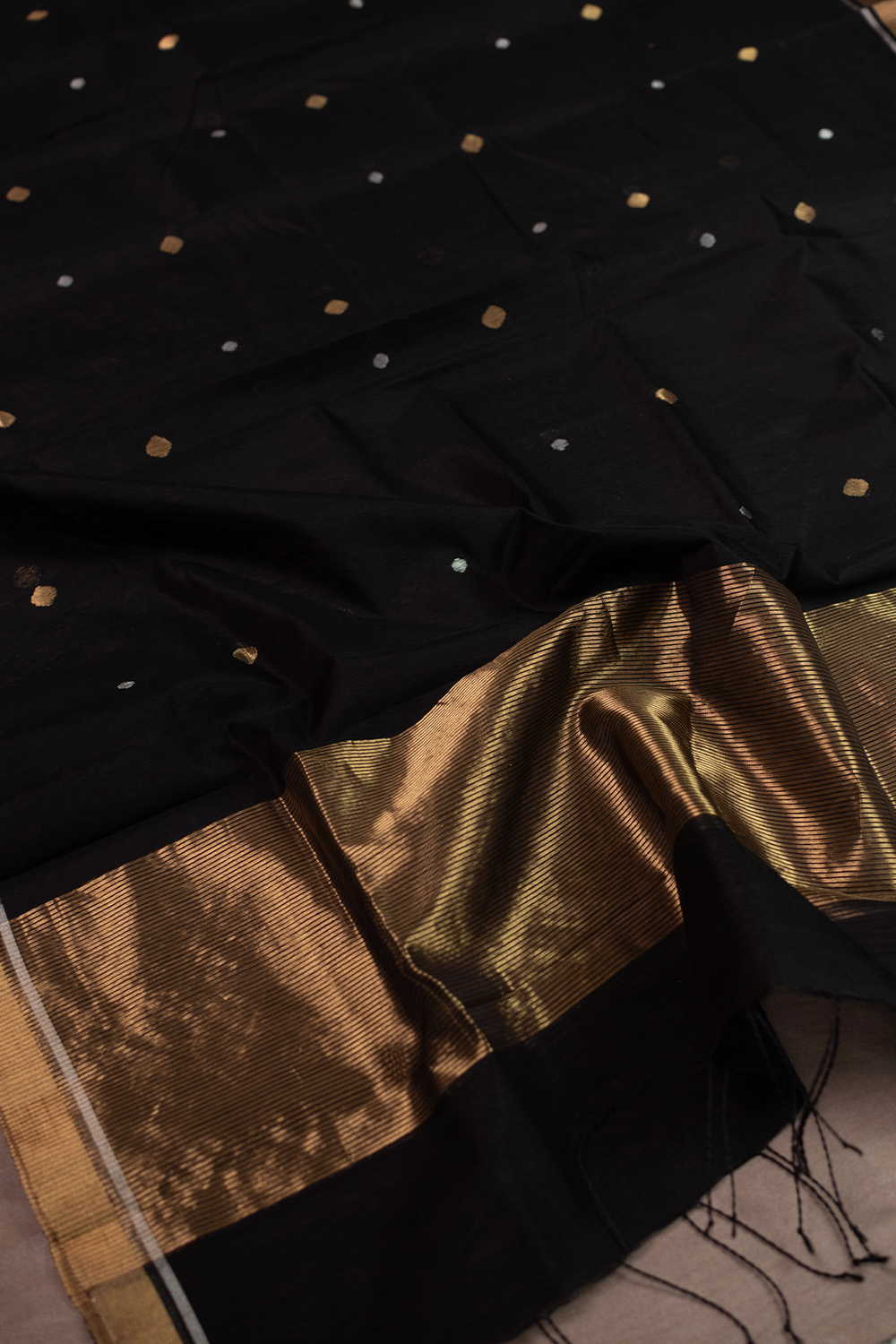 Pitch Black Chanderi Silk Cotton Dupatta - Image 4