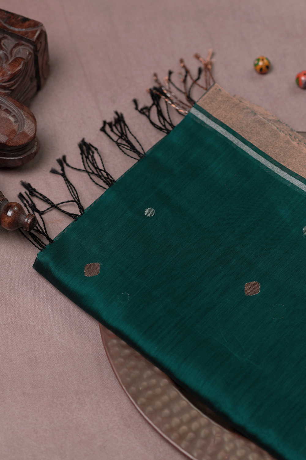 Dark Green Chanderi Silk Cotton Dupatta