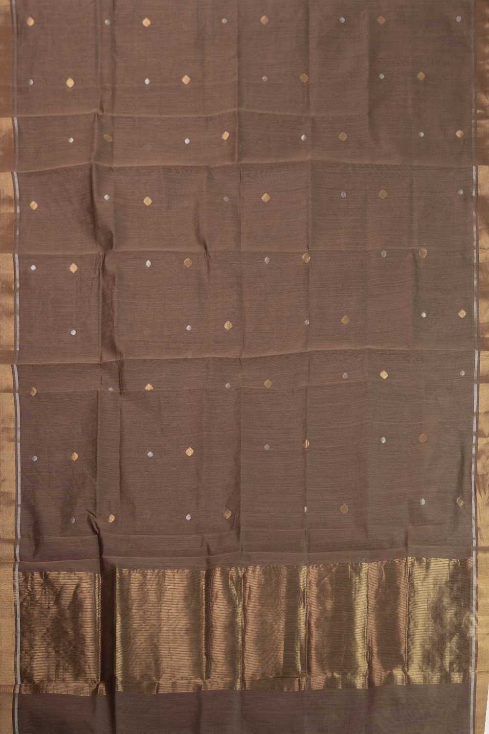 Zari Buttas on Brown Chanderi Silk Cotton Dupatta - Image 3