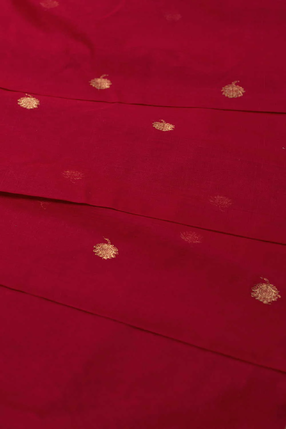 Kumkum Red with Zari Butta Chanderi Silk Cotton Fabric - Image 3