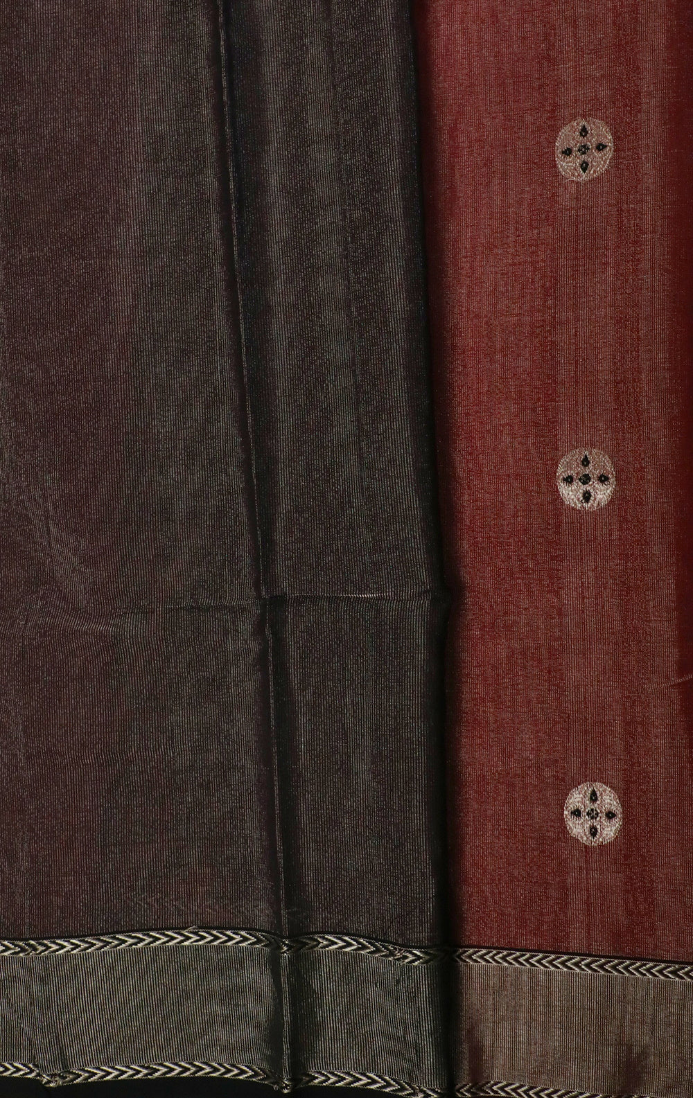 Butta on Glitter Maroon Handwoven Tissue Chanderi Saree - Image 4